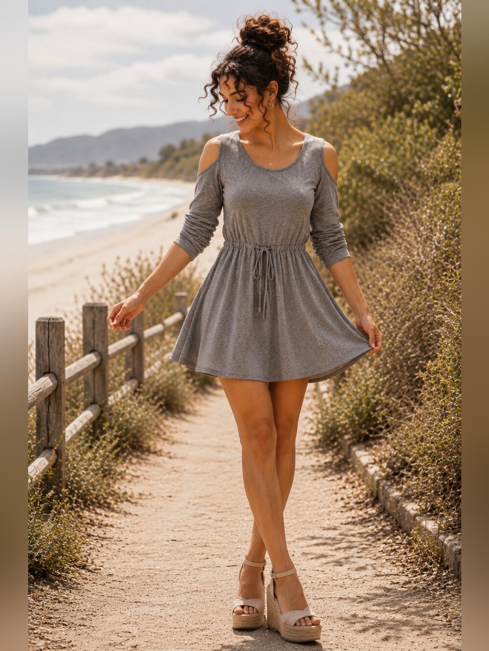 Anthropologie Lili’s Closet Cold Shoulder Dress SP Boho Beachy Casual Chic